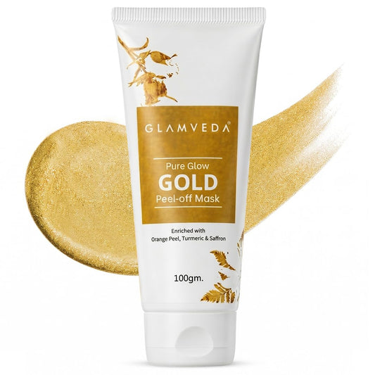 Glamveda Pure Glow Gold Peel Off Mask for Glowing Skin | Reduces Fine Lines, Wrinkles | Remove Blackhead & Pore Care | For Women & Men | No Paraben, SLS | 100gm