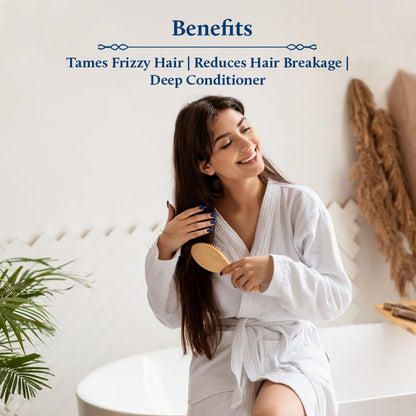 Blue Nectar Green Tea Hair Mask | Deep Conditioning Hair Mask for Frizzy & Damaged Hair | With Plant-Based Biotin for Curly & Dry Hair (13 Herbs, 200g)