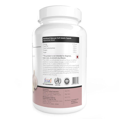 Supplement bottle with nutritional information label on a white background