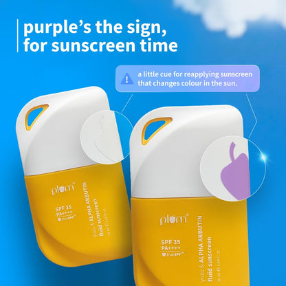 Plum Yuzu & Alpha Arbutin Weightless Fluid Sunscreen 35 PA++++  | Helps Fade Tan & Dark Spots | Ultra-light Texture | 50 gm