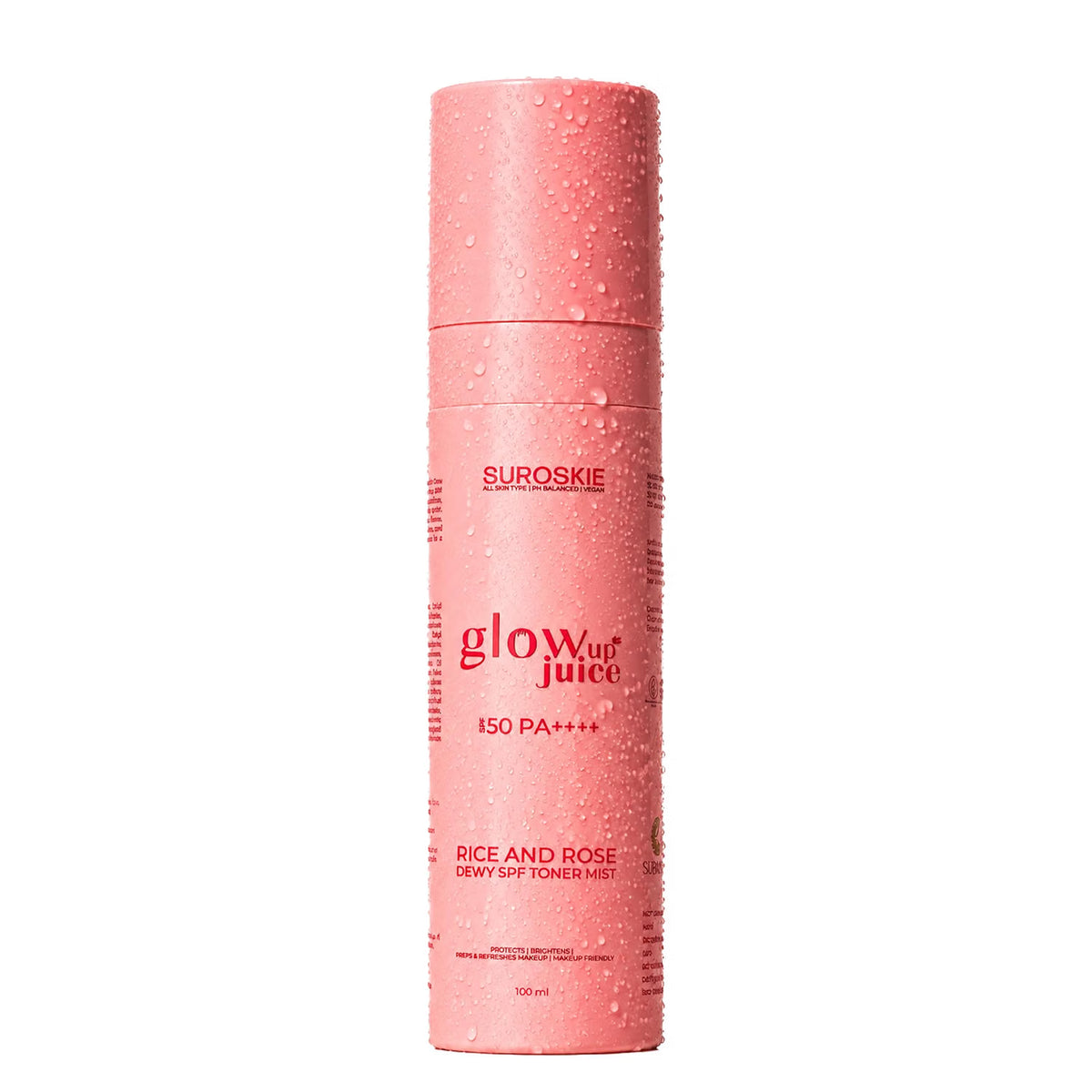 Suroskie Glow Up Juice SPF 35 PA++++ Sunscreen Spray 100ml with Rose & Rice Toner for Glass Skin | UV Rays Protection | Brightens & Smoothens | Dewy Mist for All Skin Types | Dermatologically Tested