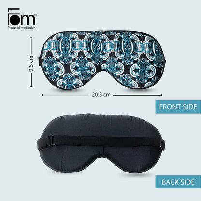Friends of Meditation 100% Mulberry Silk Eye Mask, Super Smooth Sleep Mask and Blind Fold (Blue Floral)
