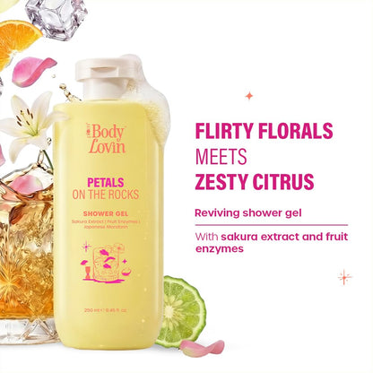 Plum BodyLovin’ Petals On The Rocks Shower Gel | Renewing & Reviving Body Wash | Bergamot, Mandarin & Patchouli | Citrus Floral Fragrance | 250 ml