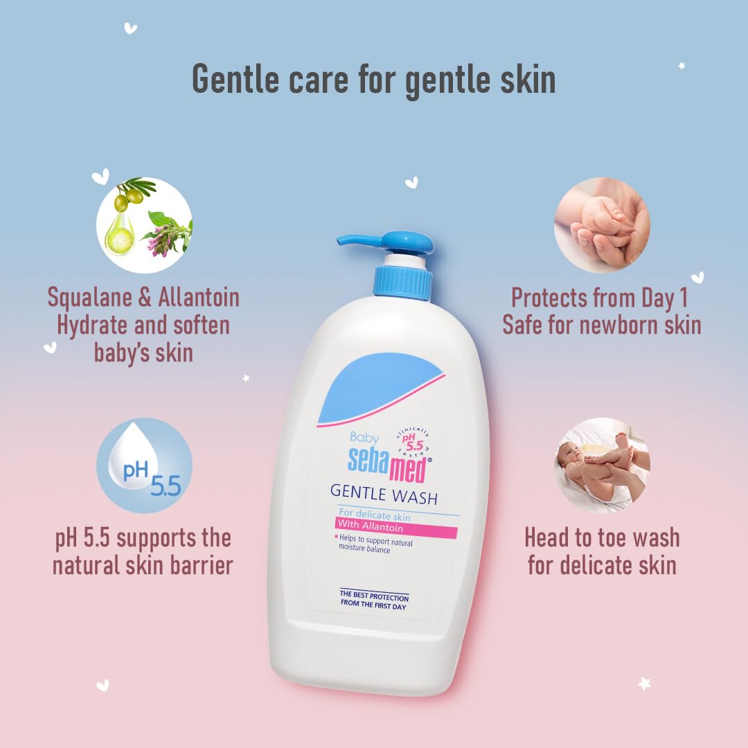 Sebamed Baby Gentle Wash|pH 5.5|Baby Body Wash|Soap Free|Tear Free|1000 ml