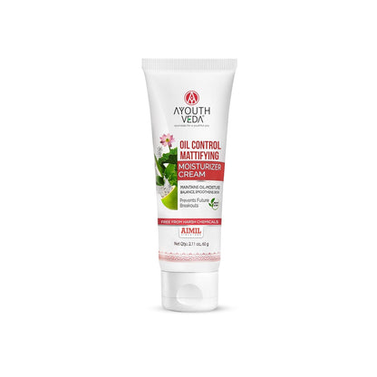 Ayouthveda Oil Control Moisturizer for Oily & Acne-Prone Skin | Lightweight, Hydrating & Mattifying Formula with Garcinia, Green Tea & Coconut Water | 60g (Pack of 1)
