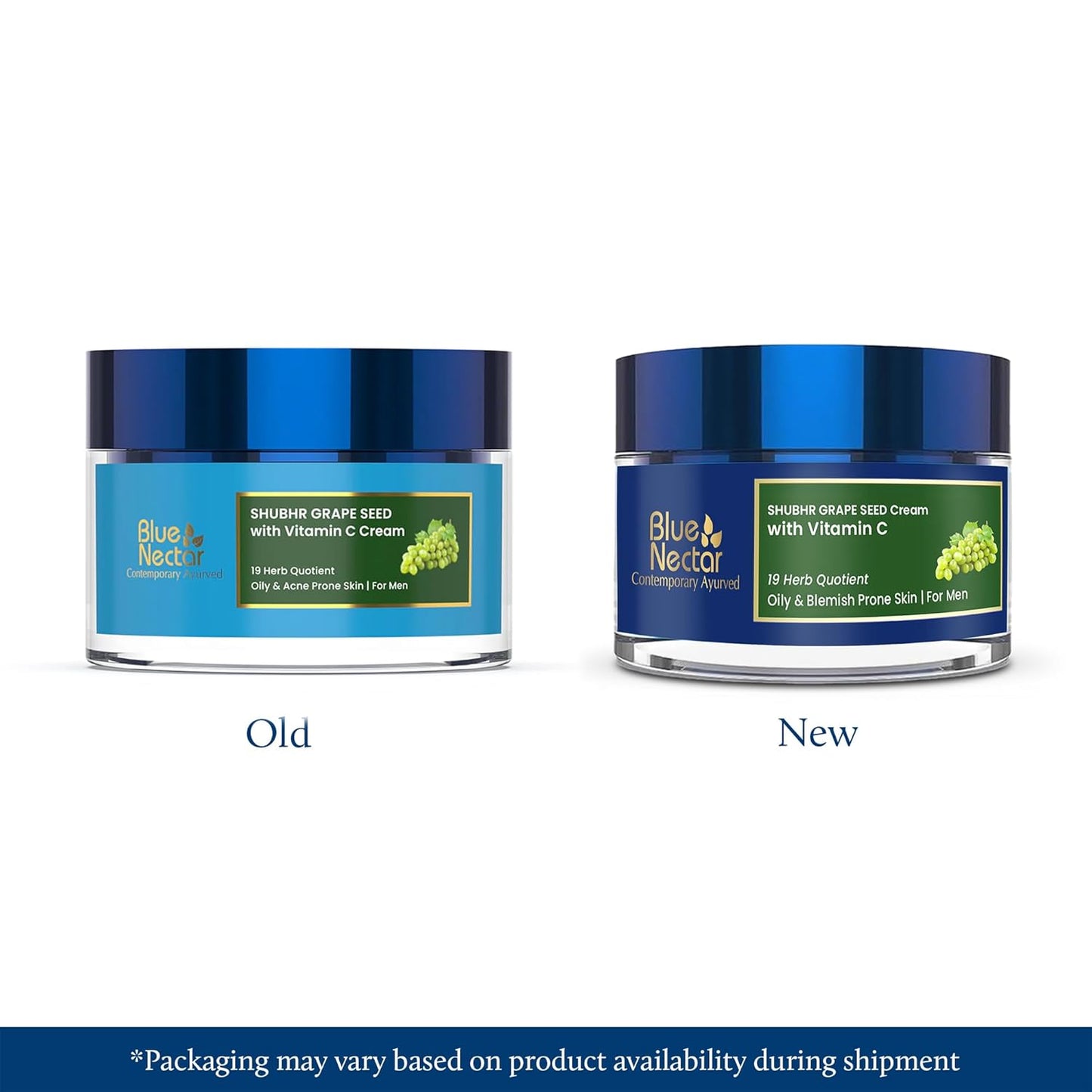Blue Nectar Vitamin C Face Moisturizer for Oily & Acne Prone Skin with Grapeseed | Plant Based Vitamin C Lightweight Cream for Men (19 herbs, 50g)