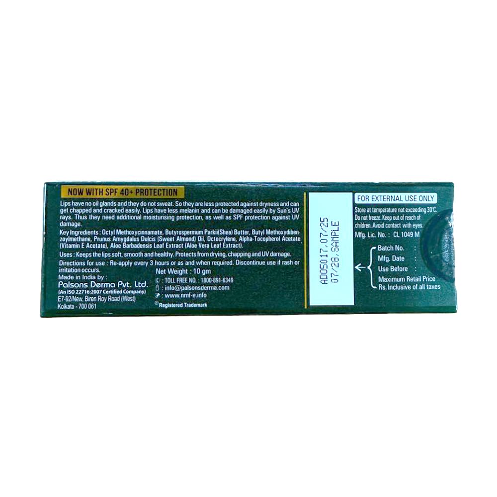 NMFe Moisturising Lip Care 10 Gm | SPF 40+| For Dry And Chapped Lips |Lip balm | Aloe Vera & Vitamin E | Protects lips from dryness & sun damage | Dermatologically Tested