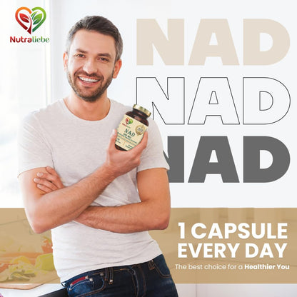 Nutraliebe NAD (Nicotinamide Adenine Dinucleotide) Pure 300mg - Cellular Energy and Repair Formula, 90 Capsules