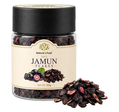 Nature's Fuel Dry Jamun Flakes 50g | 100% Natural Dry Black Plum (Jamun) Fruit Snack | No Added Sugar, No Preservatives (Pack of 6)