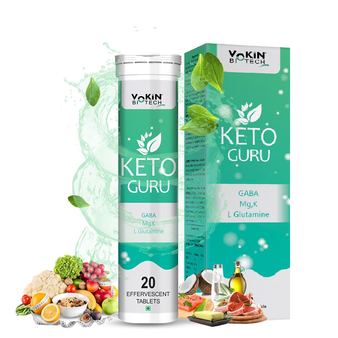Keto Guru supplement packaging with ingredients on a white background