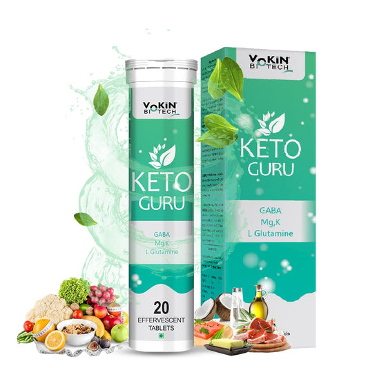 Keto Guru supplement packaging with ingredients on a white background
