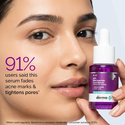 The Derma Co 10% Niacinamide Serum with 2% Zinc, Powered by Deep Penetration Formula™ | Fades Acne Marks, Controls Oil & Reduces Dark Spots | 10 ml