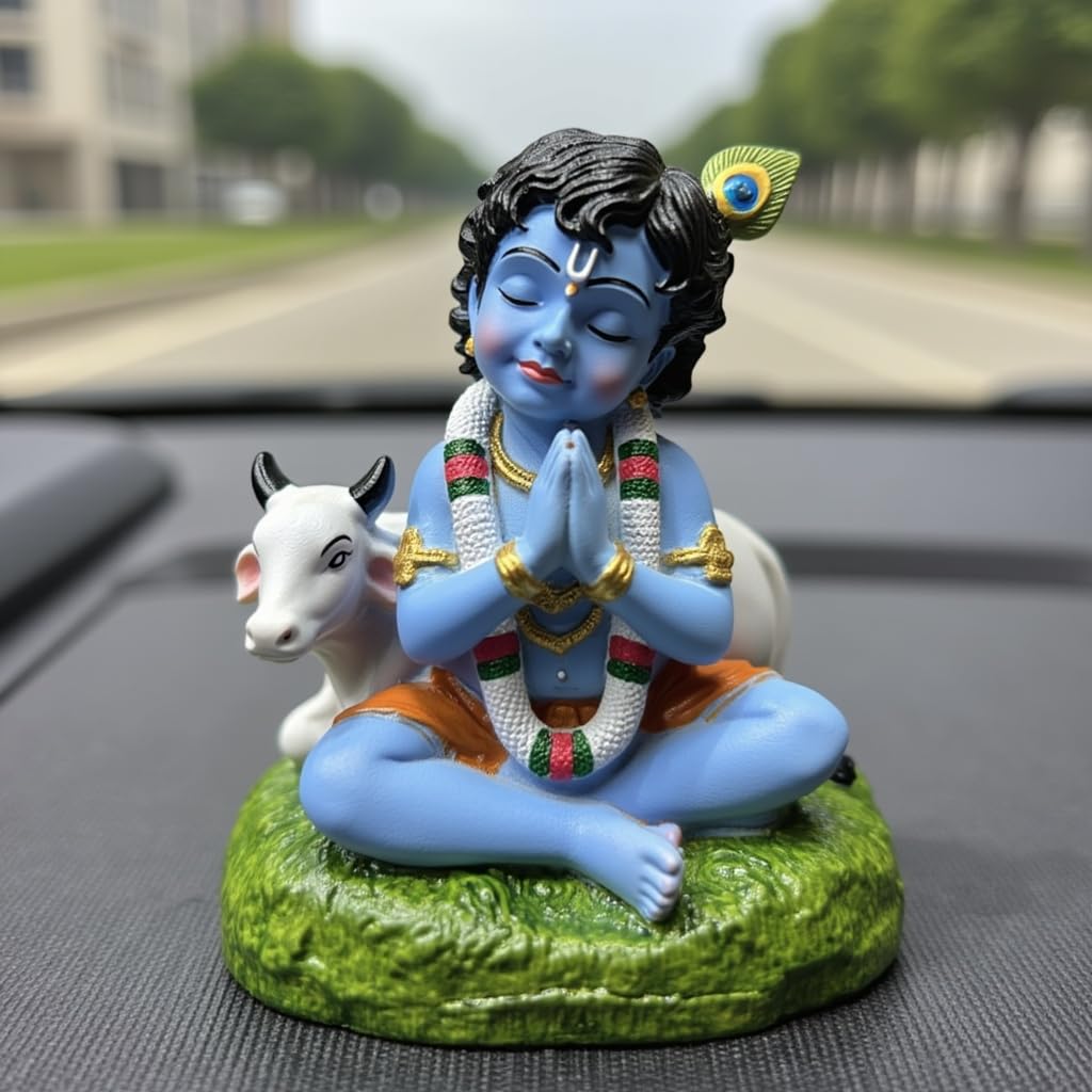 UNOVATE Krishna Idol for Car Dashboard | Krishna Murti for Home | Blue