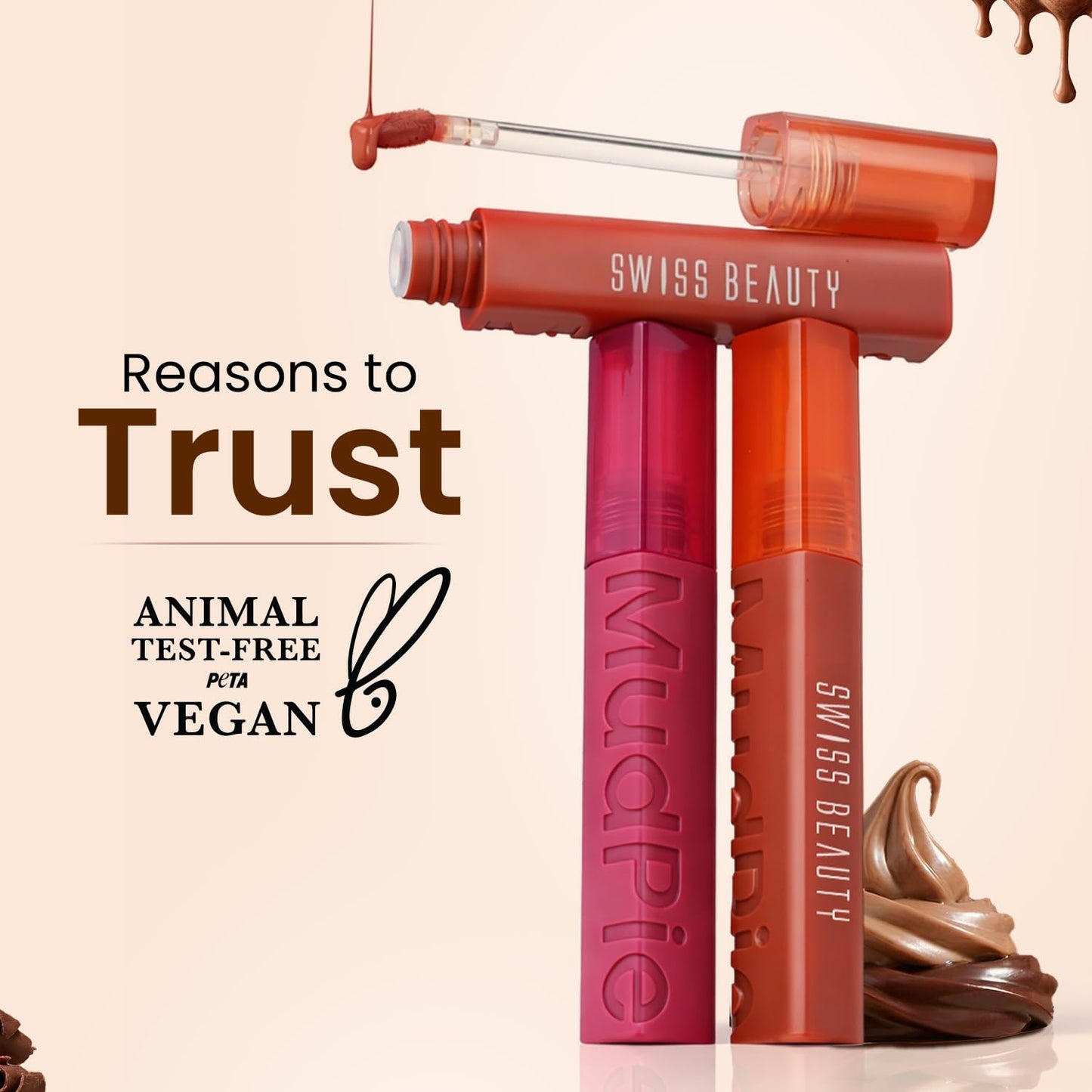 Swiss Beauty Mudpie Lipstick | Soft Matte Mousse Finish | Highly Pigmented | Non-Transfer | Long-Lasting Wear | Infused with Hyaluronic Acid & Castor Oil | Shade-5. Pretty Hustler, 3g