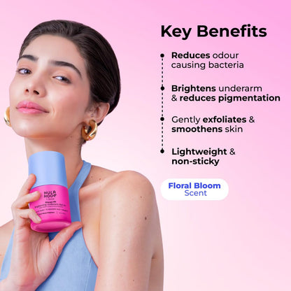 FoxTale Hula Hoop Brightening Underarm Roll-On by Foxtale | 5% Vitamin C + AHAs | Brightens Underarms & Controls Odour | Floral Bloom Scent | 50ml