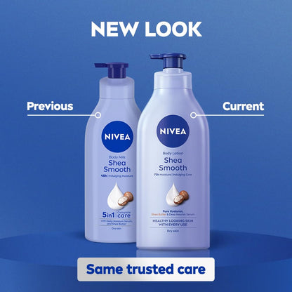 NIVEA Shea Smooth Body Lotion | Hyaluronic Acid & Shea Butter & Deep Nourish Serum Moisturizer | Lightweight Non-Greasy Body Cream | Body Moisturiser for 72H Hydration for Dry Skin | - 600ml