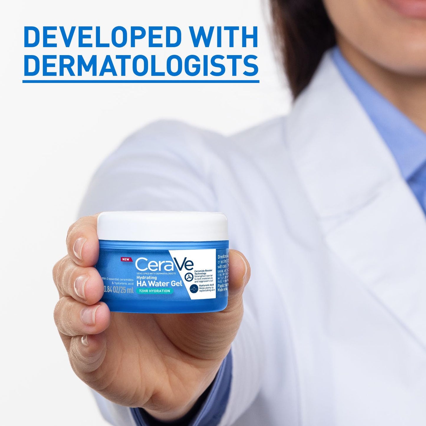 CeraVe HA Water Gel with Hyaluronic Acid, Ceramides & Niacinamide for Plumpy hydration|Oil-free gel moisturizer| 3 sec fast absorption| Dermat recommended for Women & Men| 25 ml