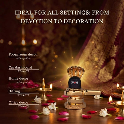 Resin Shivling Murti Statue Idols for Car Dashboard Pooja Temple Room Home Decoration & Festival Occasions Gifts (Gold) - 3 x 3 Inches - Pack of 1