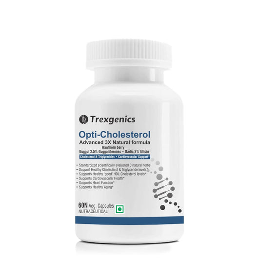 Trexgenics OPTI-CHOLESTEROL Support 3X Herbs, Cardiovascular, Blood Pressure, Triglycerides Support VEGAN & NON-GMO (60 Veg. Capsules) (Pack of 1)