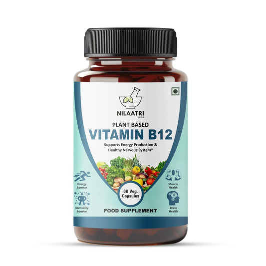 Plant Based Vitamin B12 Supplement, 60 Vegetarian Capsules, Energy and Immunity Booster