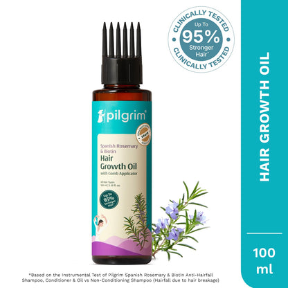 Pilgrim Spanish Rosemary & Biotin HairGrowth Oil to Control Hair Fall & Strengthens Hair 100ml | Rosemary essential oil for hairgrowth | Reduces Hairfall | Strengthens Hair I For Women and Men