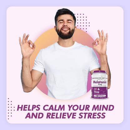 HealthyHey Nutrition Melatonin 10mg, Pack of 120 vegetable capsules - Promotes Sleep and Relaxation (10mg)
