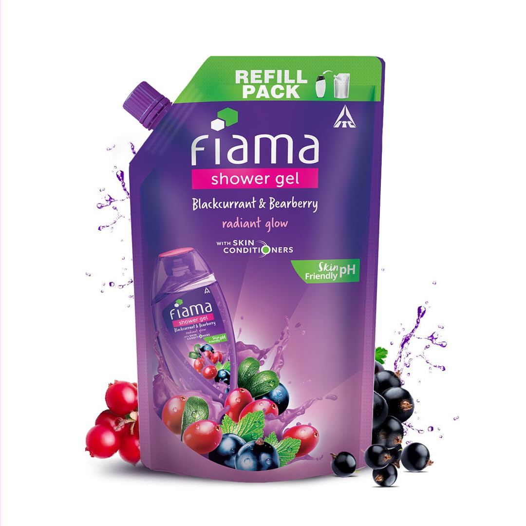 Fiama Blackcurrant & Bearberry Shower Gel 700ml, Bodywash Refill Value Pouch for Women & Men, With Skin Conditioners for Radiant Glow
