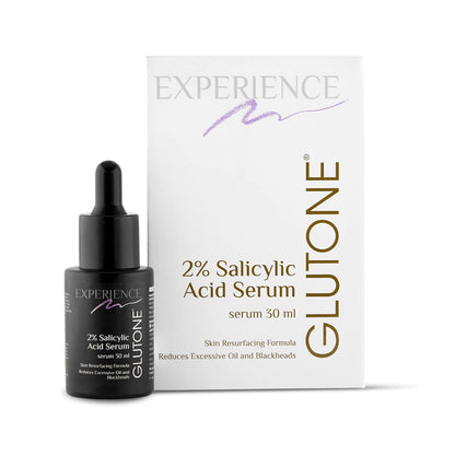 Glutone 2% Salicylic Acid Serum bottle and packaging on a white background