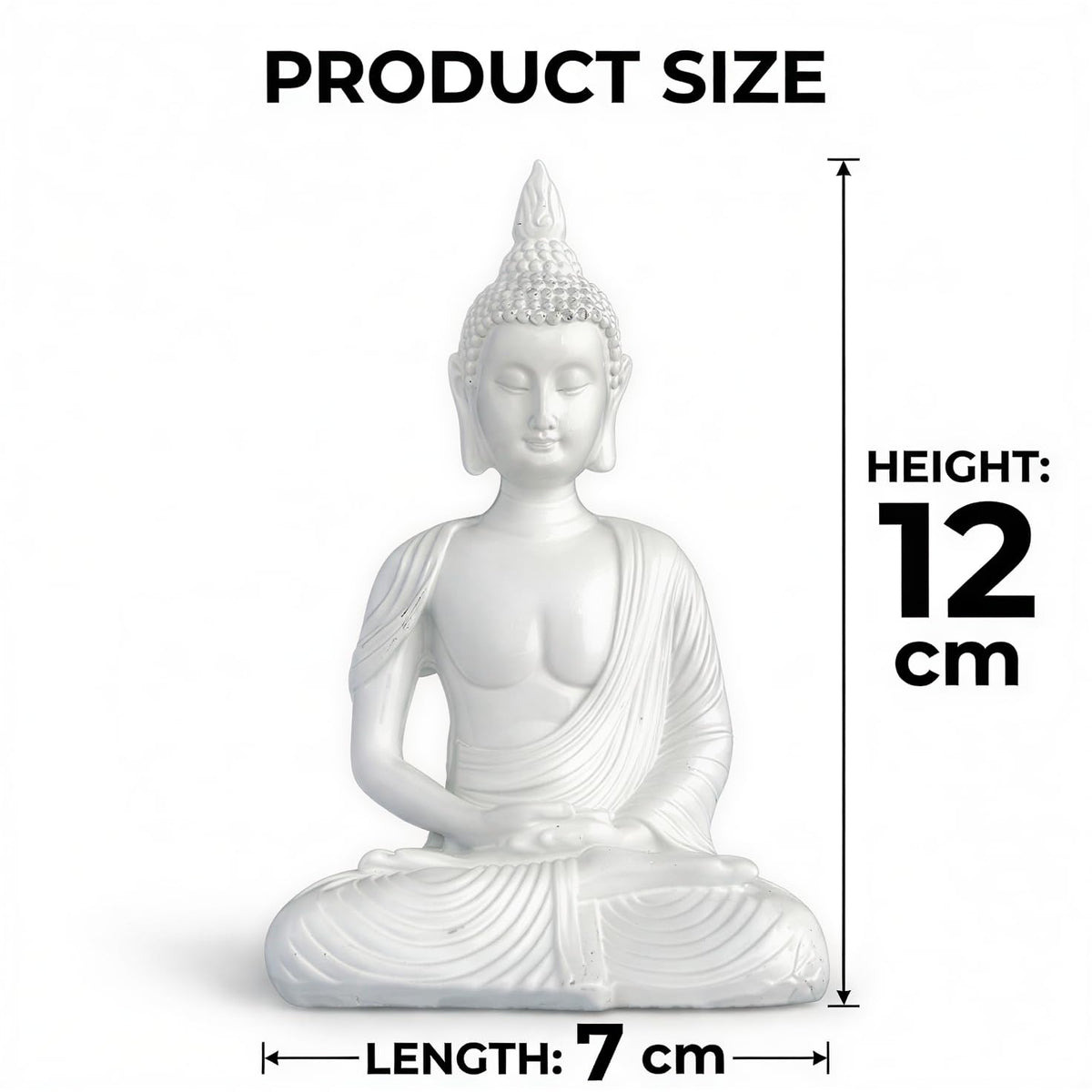 New Sitting Meditating Buddha Statue showpiece Idol Home Decor Items for Living Room and Gifts (White)