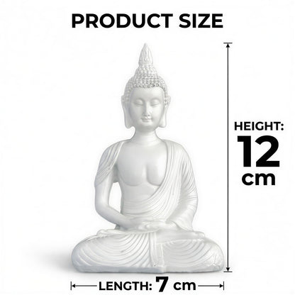 New Sitting Meditating Buddha Statue showpiece Idol Home Decor Items for Living Room and Gifts (White)