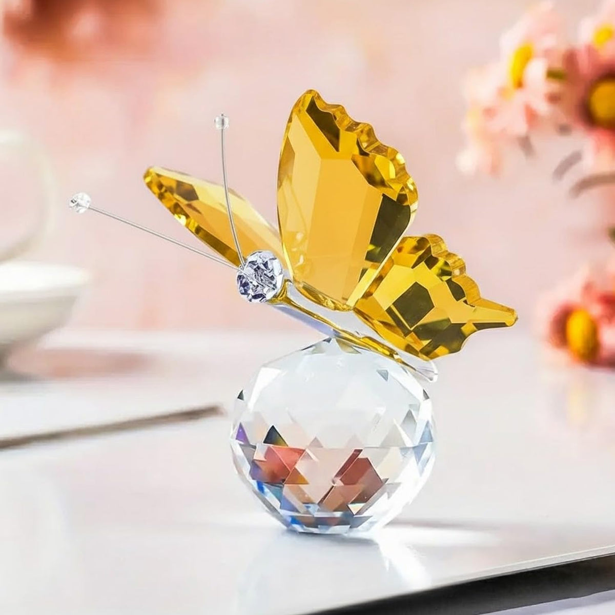 Nostrae Crystal Butterfly Show Pieces for Home Decor Living Room Decorative Items | Glass Showpieces Gift Items for Decoration | Center Table Tv Showcase Office Desk Interior Figurines