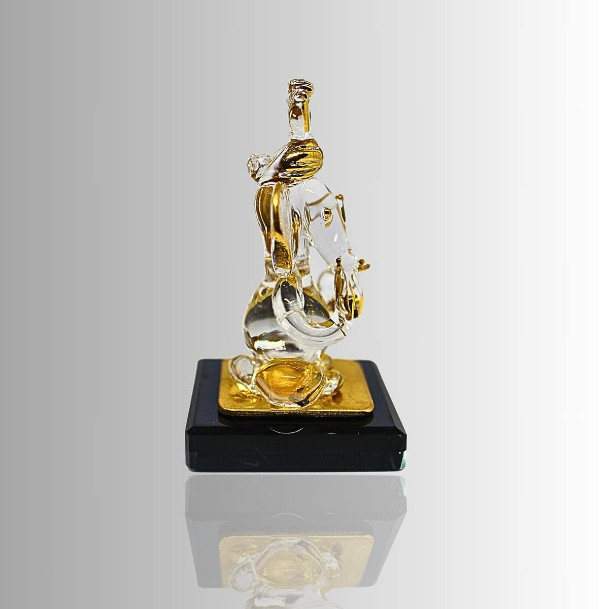 Ganesh Idol for Car Dashboard - Gold Plated Crystal Glass Ganesha Murti, 2.5 Inch | Vinayaka Statue for Home Temple, Office Desk & Pooja Room | Diwali & Housewarming Gift (Design 3)