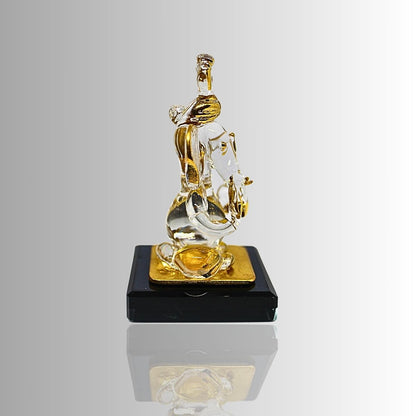 Ganesh Idol for Car Dashboard - Gold Plated Crystal Glass Ganesha Murti, 2.5 Inch | Vinayaka Statue for Home Temple, Office Desk & Pooja Room | Diwali & Housewarming Gift (Design 3)