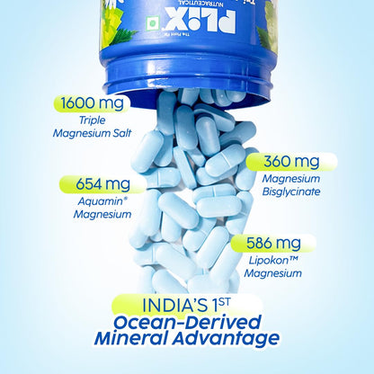 PLIX THE PLANT FIX Tri-Magnesium Plus Tablets | Bis-Glycinate & Chamomile Extract | 440mg Elemental Magnesium | High Absorption for Sleep, Muscle Recovery & Relaxation | 60 Tablets