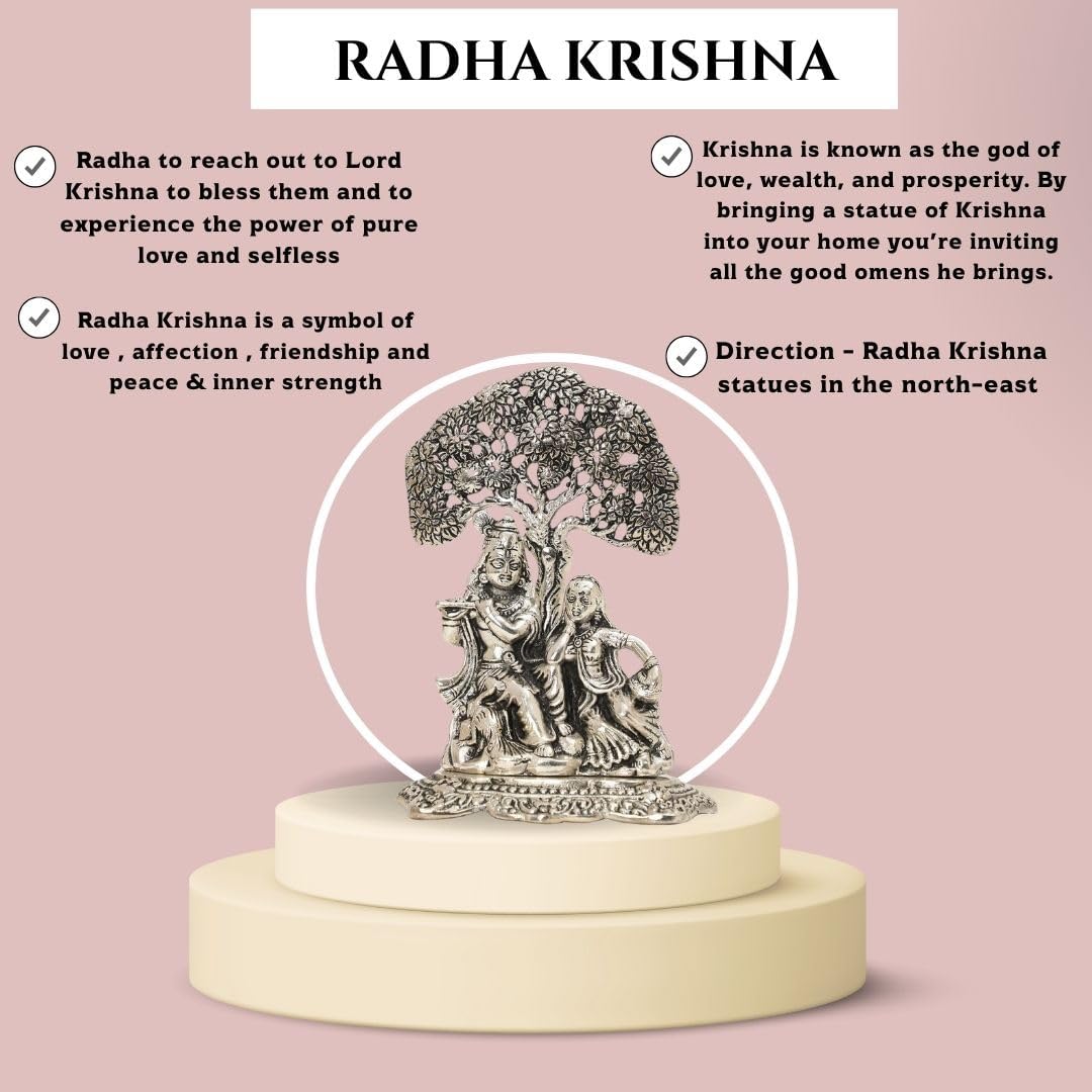 Lavanaya Silver Brand - Silver Plated Radha Krishna Idol | Statue | Showpiece with Premium Gift Box - Perfect for Marriage Anniversary, Wedding, Housewarming, Birthday and Wedding Return Gifts