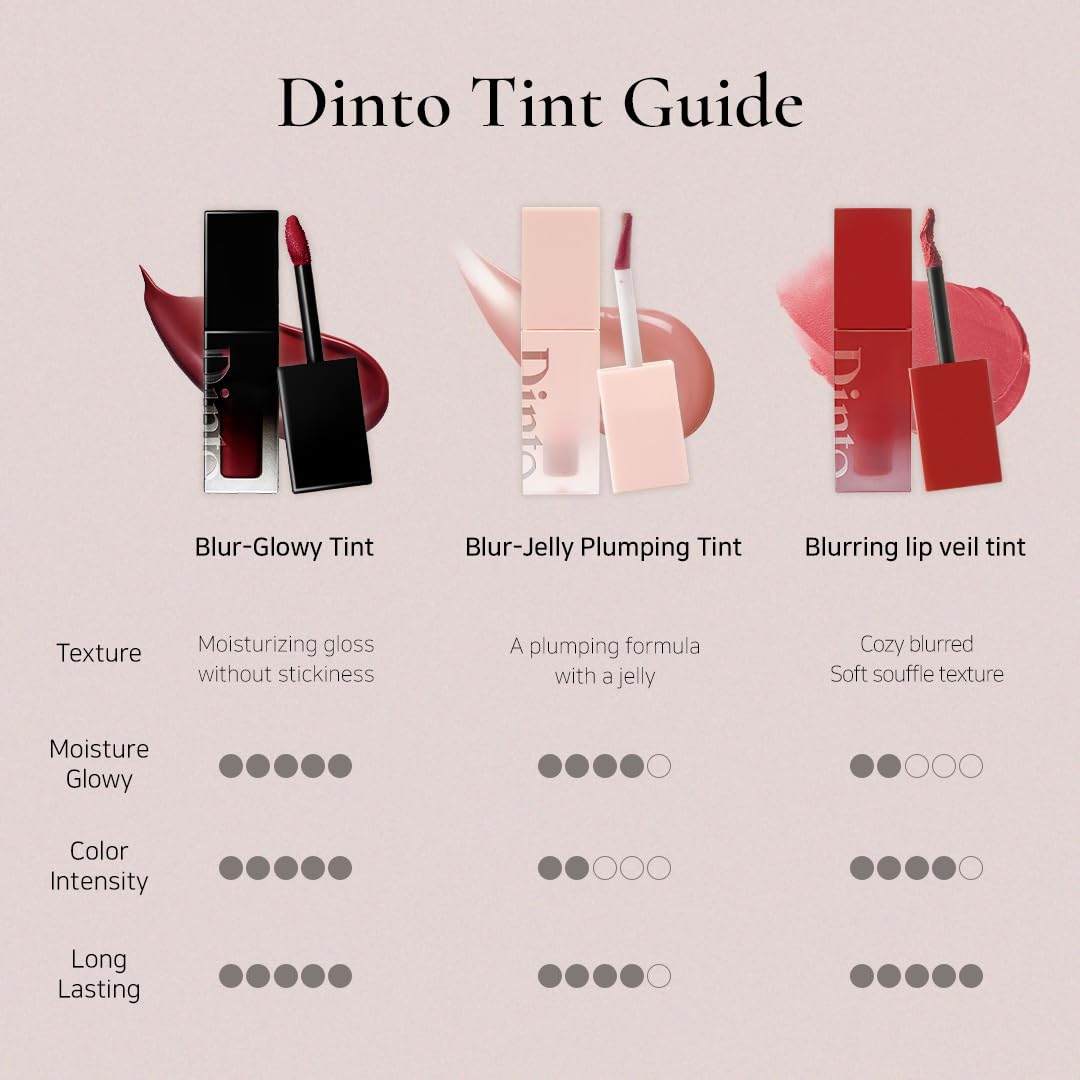 DINTO Blurring Lip Veil (110 Cho-Cho, 3.5ml) Soft Velvet Blurry Matte Finish Korean Lip Tint, Long Lasting Non-Drying Lip Color, Sheer Natural Coverage, Lightweight Moisturizing Formula, Vegan & Cruelty-Free