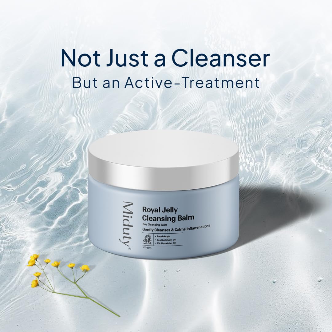 Miduty Royal Jelly Cleansing Balm | Gentle, Hydrating Balm Cleanser for Makeup, Skincare, & Sunscreen Removal | Morning & Evening Balm Cleanser |All Skin Types, Including Sensitive Skin | 100 grams