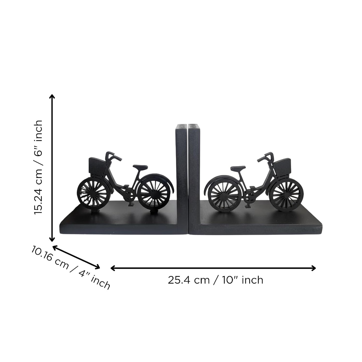 eCraftIndia Wooden Book End with Bicycle Showpiece for Home Decor Office Table | Gift for Housewarming Birthday
