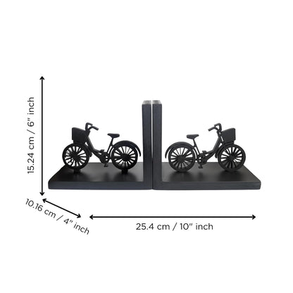 eCraftIndia Wooden Book End with Bicycle Showpiece for Home Decor Office Table | Gift for Housewarming Birthday