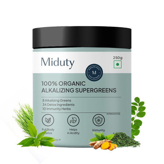 Zephivo Miduty Palak Notes 100% Organic Super Greens Powder Alkalizing with Wheat Grass, Spirulina, Green Tea, and Moringa Leaves - Ultimate Body Detox & Weight Loss Support - 250 grams