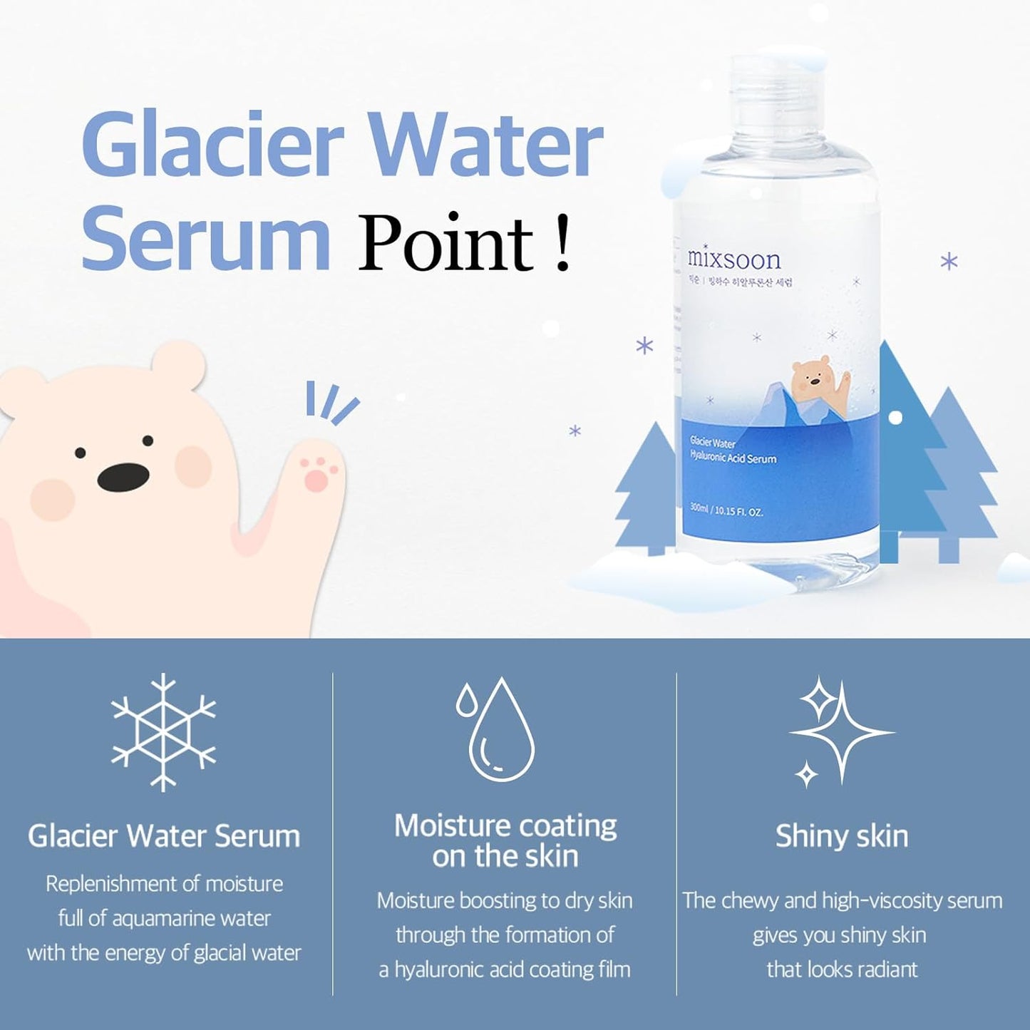 Mixsoon Glacier Water Hyaluronic Acid Serum – Deep Hydration for Dry Skin 300ml