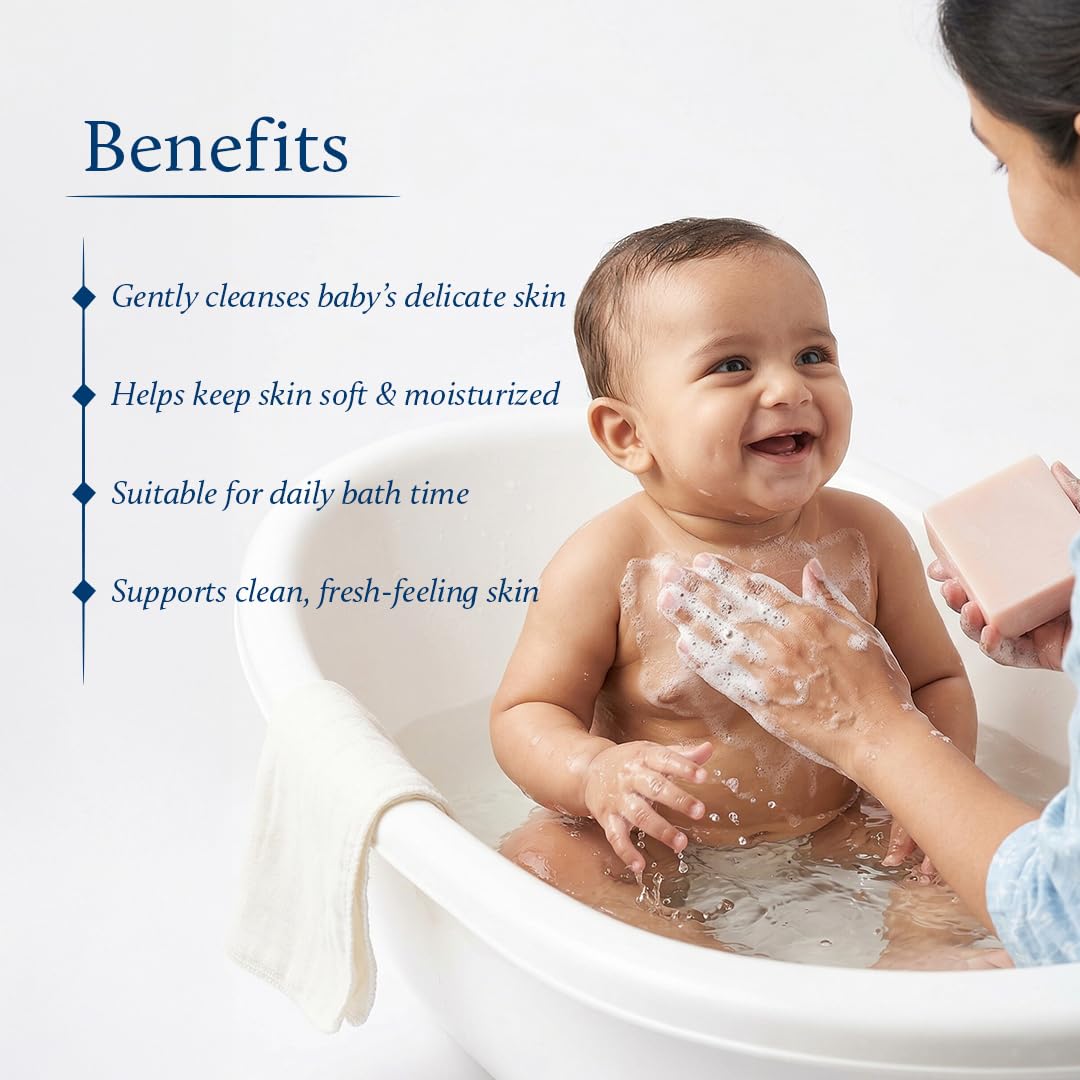Blue Nectar Baby Mridusnan Bar with Ghee & Coconut | Gentle Baby Soap for Body | Tear-Free Formula for Delicate Baby Skin | Coconut Oil, Sulphate & Paraben Free (150g)