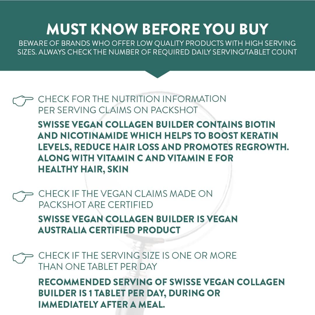 Zephivo Swisse Vegan Collagen Builder with Biotin & Vitamin C, Supports Natural Collagen Formation & Skin Regeneration (Vegan Certified) - 30 Tablets (For Both Men & Women) Australia’s No.1 Beauty Nutrition Brand