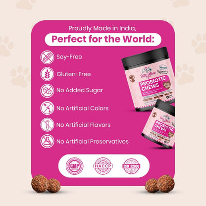Probiotic Soft Chews Supplement for Dogs | Six Probiotic Strains for Gut Health & Digestion | Chicken Flavor | Supports Immune Function | 30 Soft Chews