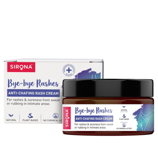 Sirona Bye-bye Rashes Anti-Chafing Rash Cream packaging on a white background