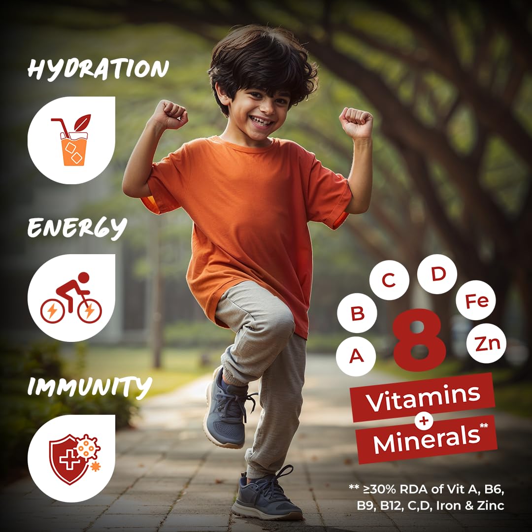 Good Monk Fruit Drink Mix (Natural Orange Powder), 50% Less Sugar with 8 Vitamins & Minerals (Vitamin B12, C, D, Iron & more) | Tasty, Healthy & Tangy Drink Mix for Hydration, Energy, Immunity, 10 Serves