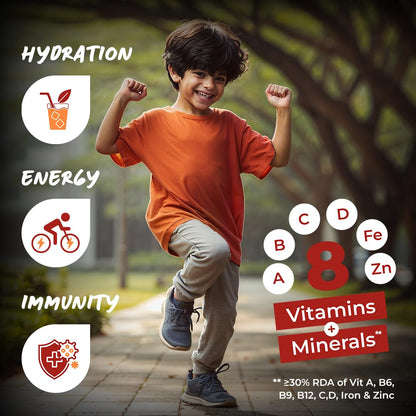 Good Monk Fruit Drink Mix (Natural Orange Powder), 50% Less Sugar with 8 Vitamins & Minerals (Vitamin B12, C, D, Iron & more) | Tasty, Healthy & Tangy Drink Mix for Hydration, Energy, Immunity, 10 Serves
