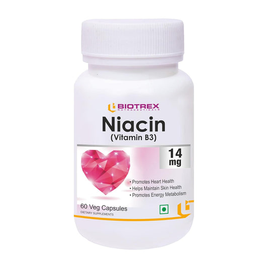 Biotrex Nutraceuticals Niacin 14mg Vitamin B3 With Inositol 50mg Supplement - 60 Veg Capsules