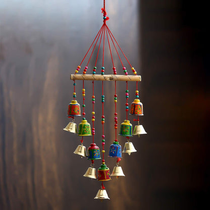 eCraftIndia Multicolour Handcrafted Decorative Window Door Wall Hanging Bells Wind Chimes Showpiece| Diwali Decoration Items for Home Decor| Gift for Diwali Navratri Housewarming