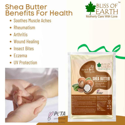 Bliss of Earth Organic Raw Shea Butter, 100% Raw and Unrefined Shea Butter, for Hair & Skin, 100% Pure and Natural, Deep Moisturizing, 100 g, Ivory (100 gm)